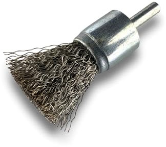 Lot de 10 brosses rotatives métalliques en bout Ø 22 mm | Forme pinceau sur tige Ø 6 mm | Fil INOX Ø 0,30 mm dur | Pour perceuse ou visseuse à mandrin | Brossage et décapage | Kibros 20IT22x10