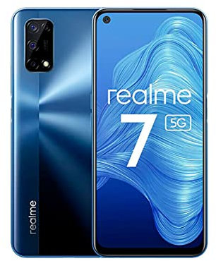 realme 7 5g Smartphone ohne Vertrag, 6,5 Zoll 120Hz Display, 5000mAh Akku, 48MP+16MP Quad Kamera, 30W Dart Charge, Dual SIM Android Handy, NFC, 6+128GB, Blau