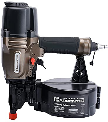 Carpenter Air Tools CCN65Z 0 Degree 1-1/2″ to 2-1/2″ Pneumatic Coil Siding Nailer with Tool-less Depth Adjustment, Drives plastic collated nails.