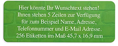 Adress-Aufkleber | PERSONALISIERT | 256 Stück | kleine Etiketten mit Wunsch-Text grün | Schrift Weiß | für Namen und Adressen