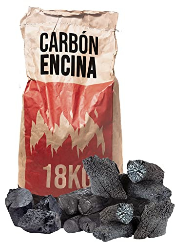 FLASHPRIX Carbón Encina 18kg Ideal para Barbacoas, Gran duración y Exquisito Aroma, Saco de 18kg
