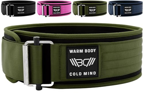 WARM BODY COLD MIND Premium Gewichthebergürtel aus Hochwertiger Nylon für Krafttraining - Gym Gürtel für Gewichtheben, Cross Training, Bodybuilding, Fitness (Khaki, XL (91.5cm - 101cm))