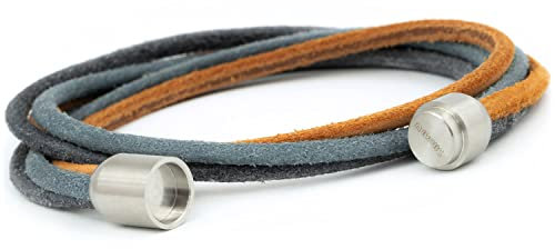 Simaru Echtleder-/Wickelarmband für Damen & Herren mit Magnetverschluss ((XXL - 45cm), Grau quito)
