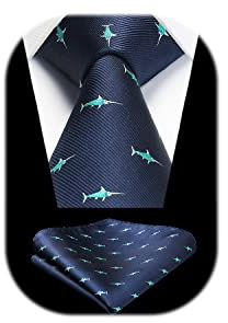 HISDERN Herren Krawatten Hochzeit Tiermuster Taschentuch Klassisch Business Krawatte und Einstecktuch Set