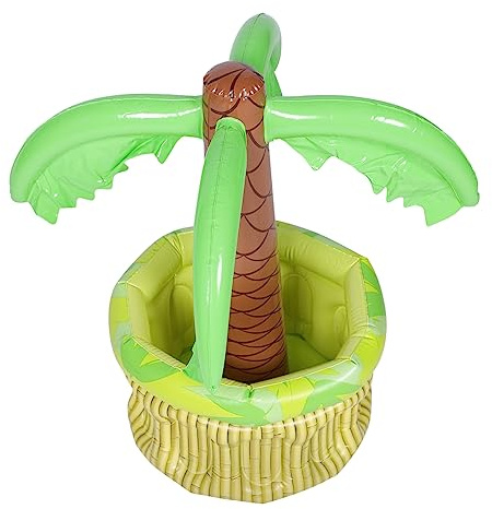 Toyvian Seau à Glace Gonflable De Cocotier pour Fête D'été Et Piscine, Matériau PVC, Taille Unique, Décoration De Fête Hawaïenne, Refroidisseur De Boissons Original