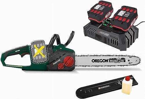 PARKSIDE 40V Akku Kettensäge PKSA 40-Li Brushless Motor mit 2 Stk Akkus 4.0 Ah und Doppel Ladegerät
