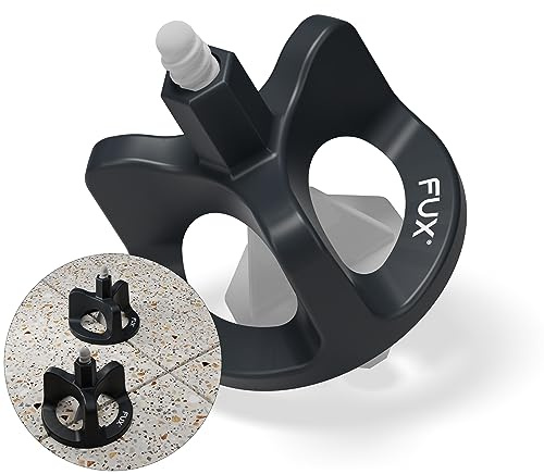FUX Fliesen Nivelliersystem 2mm, Fliesenleger Set: 200 Zughauben + Gewindelaschen, Fliesenverlegehilfe Set Verlegesystem Werkzeug (400 2mm), Anthrazitgrau (Ral 7016)