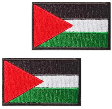 TXSN 2 st lappar med palestina flaggor, taktiska palestina lappar, krok och ögla fäste, fullt broderimärke för kepsar, väskor, västar, jackor, ryggsäckar, uniformer