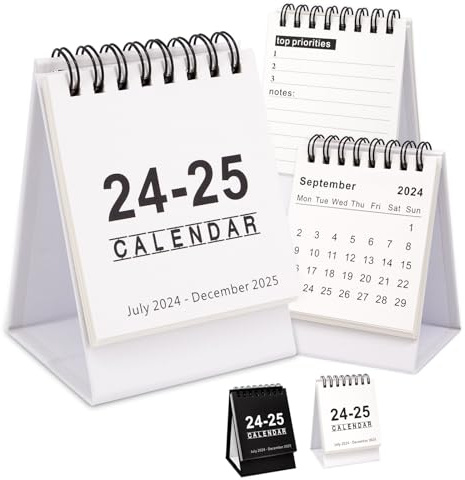 Mini-Kalender 2024/25, kleiner Tischkalender läuft 23. August – Dez.24, Monatskalender, Tischkalender 2024 2025, für Stundenpläne & Studienpläne