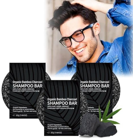 2025 Neue Graues Haar umkehren Bar 60g Bambuskohle Schwarze Seife für Graues Haar Anti Gray Bar Spartan Grey Hair Reverse Bar Haarseife gegen Graue Haare Grau Glanz Haar Revitalisierungsbar (3PC)
