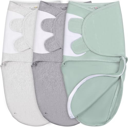 Mama Cheetah Baby Swaddle Säck med Dragkedja för Nyfödd - 0-3 Månader, Sovsäck med Enkelt Byte av Dragkedja för Pojke och Flicka - 3-Pack