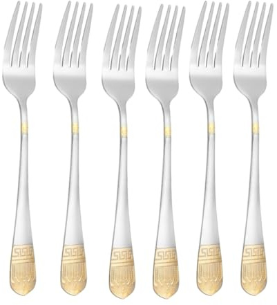 Line Pattern Stainless Steel Dinner Forks, Set of 12 - Mirror Polished, Dishwasher Safe, Ideal for Home, Kitchen, Restaurant