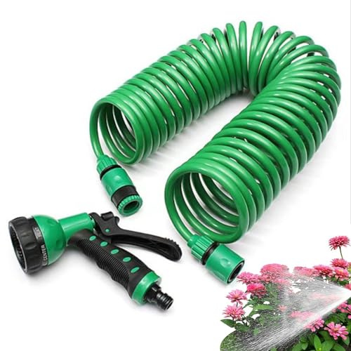 Zuasdvnk Tuyau d'arrosage à recul, tuyau d'eau enroulé - Tuyaux d'eau bouclés,Tuyaux d'eau Flexible, tuyau d'eau de lavage de camping-car, enroulement avec connecteurs pour le lavage de voiture