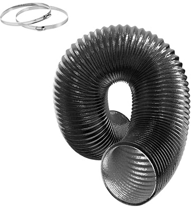 Flexible 6-Inch Aluminum Ducting, Dryer Vent Hose, Heavy-Duty Three-Layer Protection, 8-Feet Long for Heating Cooling Ventilation and Exhaust, Black