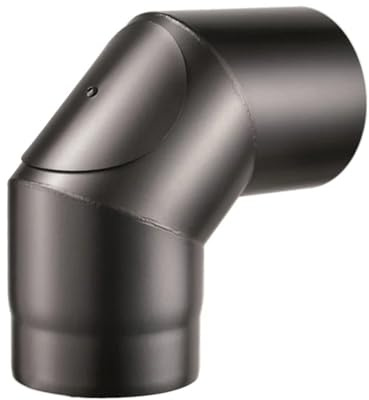 ALLINOX Curva Chiusa 90° Con Ispezione Acciaio Nero 2 mm Gomito Ispezionabile Per Canna Fumaria Stufa a Legna Ideale Per Alte Temperature Diametri Disponibili 120 a 180 mm (DN 130)