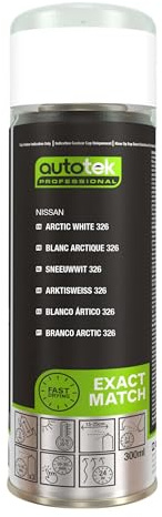 AutoTek Professional Exact Match Car Spray Paint, Nissan Arctic White 326 Aerosol Spray 300 ml