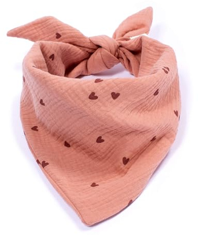 Hundehalstuch FELLSOCKE Herzen Rosa-Rot – Hunde Bandana aus Musselin für kleine Hunde