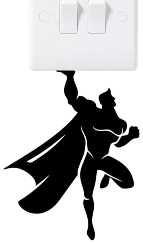 Adhesivo de vinilo para interruptor de luz de superhéroe, adhesivo de pared único para habitaciones de niños, decoración del hogar y fanáticos de superhéroes, fácil de aplicar, duradero, extraíble,