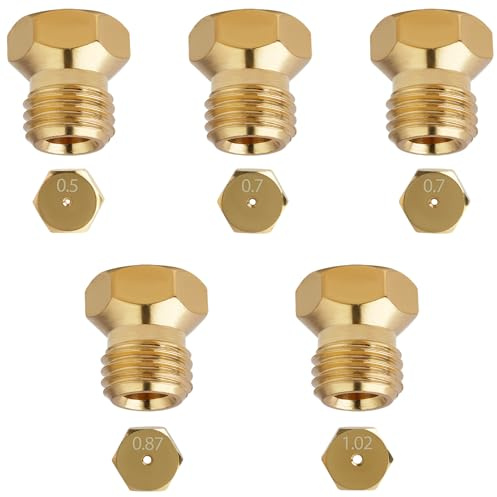 5 Stück Gasdüsen für LPG und Propan, Gasdüsen Einspritzdüsen für Lpg-Propangasbrenner, Gasherd Düsen für Propangas, Jet-Düse für Gasherdbrenner Nozzle Replacement Parts, Umrüstsatz für Propanbrenner