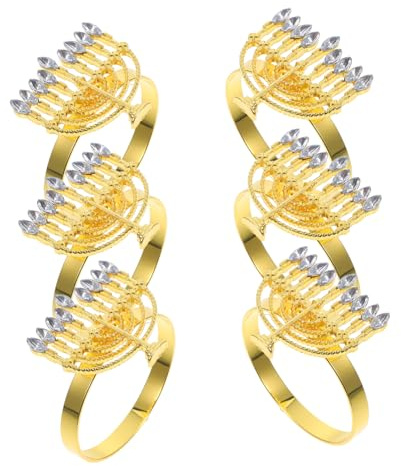 Cabilock Anillos de Servilleta Hanukkah de Aleación Dorado, Antideslizantes, para Mesa de Restaurante, Paquete de 6 Piezas