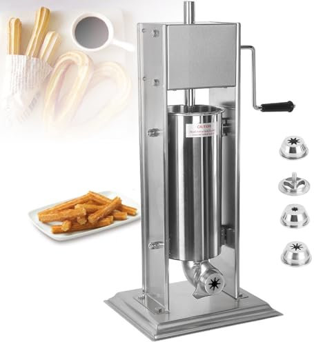 appareil à churros avec 4 embouts de formes différentes, machine à churros, machine de remplissage manuelle de crème de gelée de remplissage de churros de beignets,5L