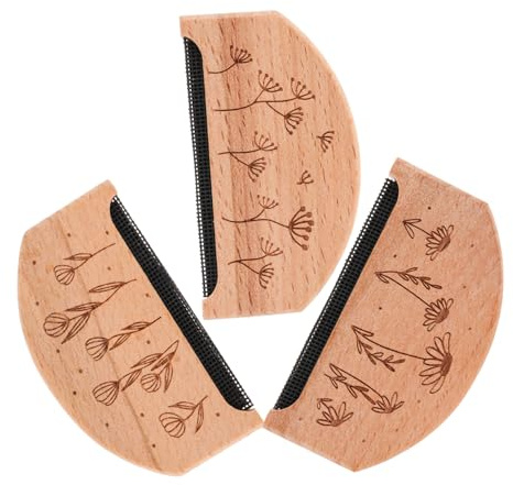 DOITOOL Peine para Suéteres de Madera Beige 3 Piezas para Limpiar Ropa, Quita Bolitas Portátil y Removedor de Pelusas Eficaz para Uso Doméstico