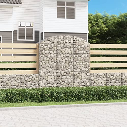 WKIEQACO Home & Garden,Furniture-Arched Gabion Basket 150x50x160/180 cm Galvanised Iron