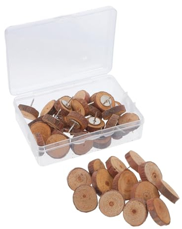 Happyyami 40Stücke Holz Reißzwecken Dekorative Korknadeln mit Großem Kopf Multifunktionale Push Pins für Pinnwand und Büro Robustes Nachhaltiges Material Stilvolles Design