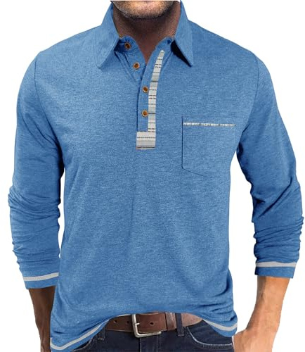 PRIVIMIX Poloshirt Herren Langarm Polo Shirt Pullover mit Kragen Polohemd Golf Rugby Langarmshirt für Männer M-3XL