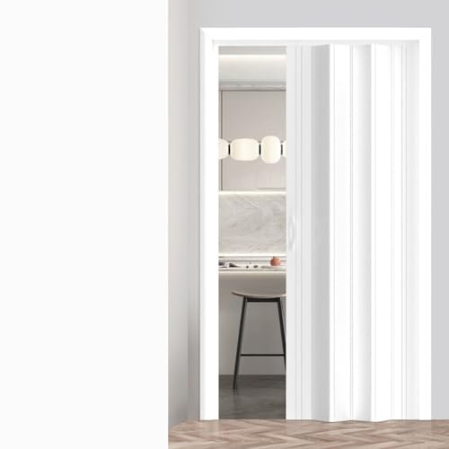 PVC-Falttür, abschließbar, Falttür mit Magnetverschluss, geeignet für Schlafzimmer, A01, 177,8 x 203 cm
