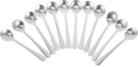 PRETYZOOM Cucharitas De Acero Inoxidable 304 Mini Para Postres, 12 Piezas, Ergonómicas y Portátiles, Para Degustación y Mezcla De Café, Uso Viajes y Oficina