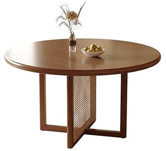EINES Table de Cuisine Table à Manger Ronde en Bois Massif de Style Wabi-sabi, idéale for la Maison, l'hôtel ou Le séjour chez l'habitant.(150cm)