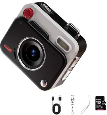 Mini appareil photo numérique 1080p HD rétro CCD avec écran IPS de 4,5 cm, photos haute résolution 8000 x 6000, appareil photo de poche compact portable pour étudiants, voyage (noir + carte mémoire