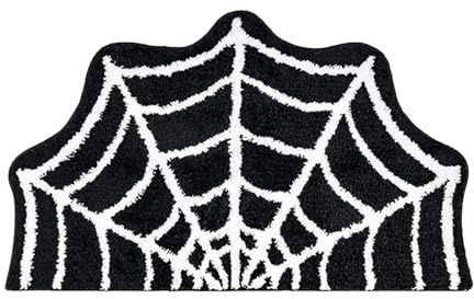 Tapis De Salle De Bain Halloween - Tapis de Bain Toile d'Araignée Style Gothique,Décorations Halloween Décoration Maison Pour Intérieur Extérieur Porche Patio Entrée Chambre Salon Cuisine Douche