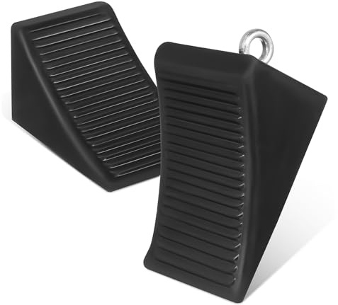 FIXOSHEE 2 Piezas Cuñas de Rueda de Caucho Antideslizantes para Vehículos y Remolques de Bloque para Estabilizador de Ruedas de Camper y Trailer Resistente y Portátil