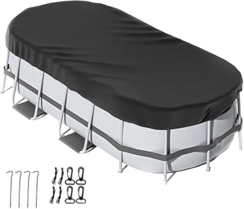 Bâche de Piscine Ovale avec Accessoires Essentiels pour Piscines Hors Sol pour Piscines Hors Sol Sécurisées et Protection Toute l'année(7x10ft(213x305cm))
