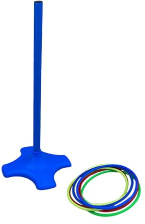 Folpus Ringwurfspiel-Set, Ringwurfspiel mit 8 Ringen, für drinnen und draußen, Familienspiel für Parkveranstaltungen, Hof, Spielplatz, Rasen, Blauer Pfosten