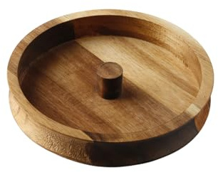 Wellrun Cocktail Rimmer Box for Margaritas,Wooden Drink Garnish Tray,Round Bar Accessories for Bartenders and Home Use