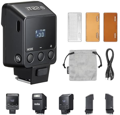 GODOX iT22F TTL Kamerablitz 1/8000s HSS 700 Blitze Bei Voller Leistung 1,5 s Wiederaufladezeit Kamera Speedlite mit magnetischen Diffusoren und Farbfiltern für Fujifilm Kameras (Schwarz)