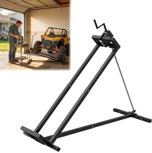 Froadp Lève-tondeuse à gazon 400 kg - Inclinaison à 45 ° - Cric télescopique - Pont élévateur pour tondeuse à gazon autoportée - Tracteur à gazon - Tondeuse autoportée - Noir