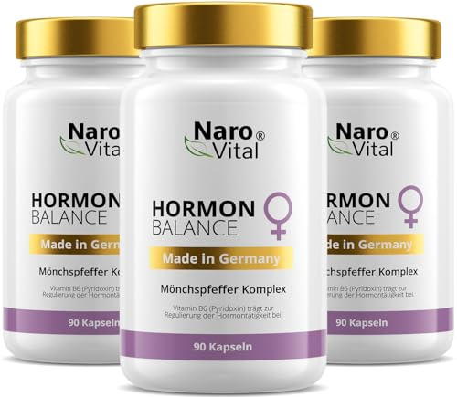 3er Sparmenü Hormon Balance Frauen Komplex mit Mönchspfeffer hochdosiert, Myo Inositol & Yamswurzel für Zyklus, PMS, PCO, Wechseljahre Menopause | 90 vegane Kapseln mit Agnus Castus