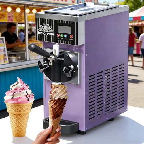 CUTANGELAR Gelatiera Professionale, Macchina Per Gelato Soft Monogusto Con Struttura In Acciaio Inox. Il Display A LED Fornisce Per Bar, Caffetterie E Punti Vendita Di Tè E Caffè.(Purple)