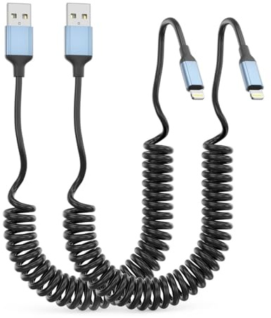 Spiralkabel IPhone Ladekabel Lightning Kabel Anti-Tangle, MFi-Zertifiziert [2 Pack, 30CM-1M] für Apple USB Lightning CarPlay Kabel für iPhone 14/13/12/11/Pro/Pro max/Mini/Xs/Xr/Max/X/8/7/6/6s/Plus/Se