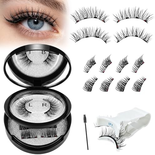 Naturlook Magnetische Wimpern Set 3 Paar - Ohne Kleber &Wiederverwendbar, Leicht zu Tragen fur Anfanger, Kunstliche Wimpernmit Starkem Magnetsystem fur Sicheres Halten