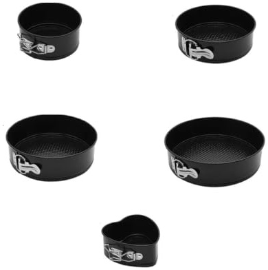 Set di pentole a cerniera rotonde con rivestimento antiaderente | Piastra inferiore tonda e a forma di cuore teglia da forno stampo for cheesecake(10 inch(Black))