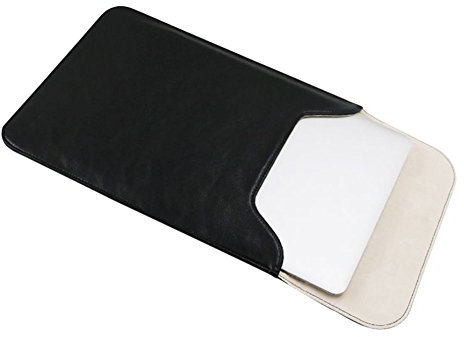 Laptop Case Leather Sleeve for Apple MacBook Air Netbook Ipad Laptop Carrying Bag MacBook Protective Case Cover 15.4 Inch Black