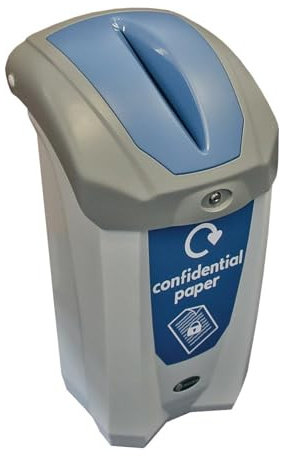 Glasdon Nexus 30 Confidential Office Waste Paper Recycling Bin with Sticker | 30 Litre Secure Document Bin for Private Office Paper with Keyed Lock – Prevents Unauthorised Access, Made in UK