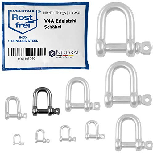 Rundschäkel Edelstahl V4A (A4) Ø12 mm – 10 Stück – hochfest bis ca. 3500 kg – Schäkel rostfrei