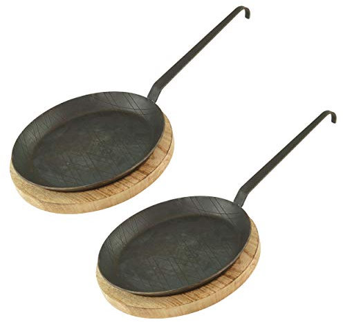 Markenlos Set di padelle in Ferro battuto con Gancio Manico in Tenendo. Misure e Set, Acciaio Inox, Typ4+B-2er