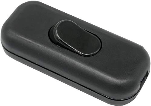 Schnurzwischenschalter Schwarz für 2G/3G Zuleitungen und Anschlusskabel Zwischenschalter mit Wippe EIN/AUS 1/250V